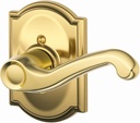SCHLAGE Flair Right Handed Lever with Camelot Trim Non-Turning Lock, Bright Brass (F170 FLA 605 CAM RH)