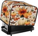 Toaster Cover 2 Slice Fall Pumpkins Flowers Autumn Maple_Leaves Toaster Cover Waterproof Kitchen Small Appliance Covers Microwave Oven Dust-Proof Bread Cover, Women Gift