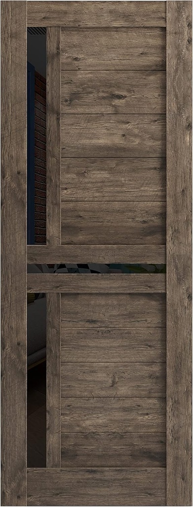 SARTODOORS Slab Barn Door Panel Frosted Glass | Veregio 7588 Cognac Oak | Sturdy Finished Doors | Pocket Closet Sliding-28 x 84"
