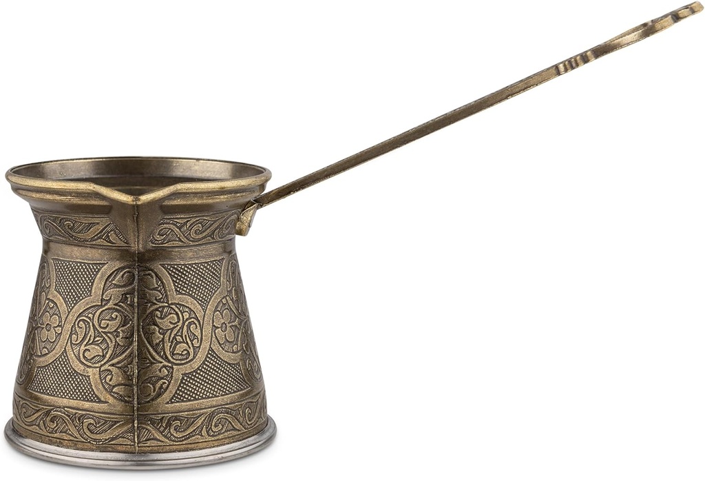 Alisveristime Authentic Turkish Coffee Pot, Handmade Cezve/Ibrik, 3.14-Inch Width, 3.14-Inch Height - 13.52 Ounce Enhance Your Coffee Experience Now! (4 Cup) (Antique Green)