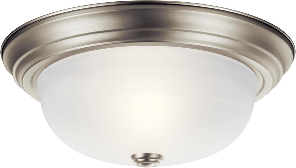 Kichler 13.25" Flush Mount Ceiling Light in Brushed Nickel, 2-Light Fixture with Alabaster Glass, (13.25" W x 5.25" H), 8109NI
