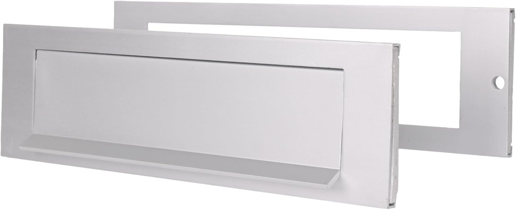 SKANDH Aluminum Silver Outer Size 10" X 3" Inches Inner Size 7-7/8" X 2" Gravity Letter Plate Mail with Back Plate Slot For Front Door