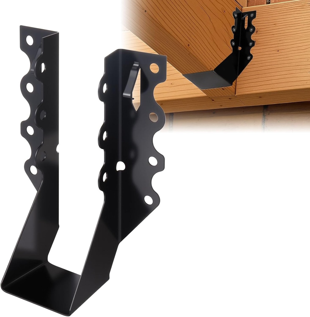 25 Pcs 2x6 Joist Hangers for Wood, 20 Gauge Black Powder Coating Face Mount Joist Hanger, Hurricane Tie Brackets for Deck, Floor, Ceiling, Roofs