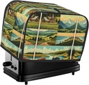 2 slice Toaster Cover, Vintage Vistas Print Bread Machine Covers with Pockets for Kitchen Counter 11.4''x7.9''x7.5''