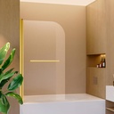 31 in. W * 55 in. H Pivot Tub Shower Door, 1/4" (6mm) Thick SGCC Tempered Glass Door, Half Bathtub Door with Handle (Gold)