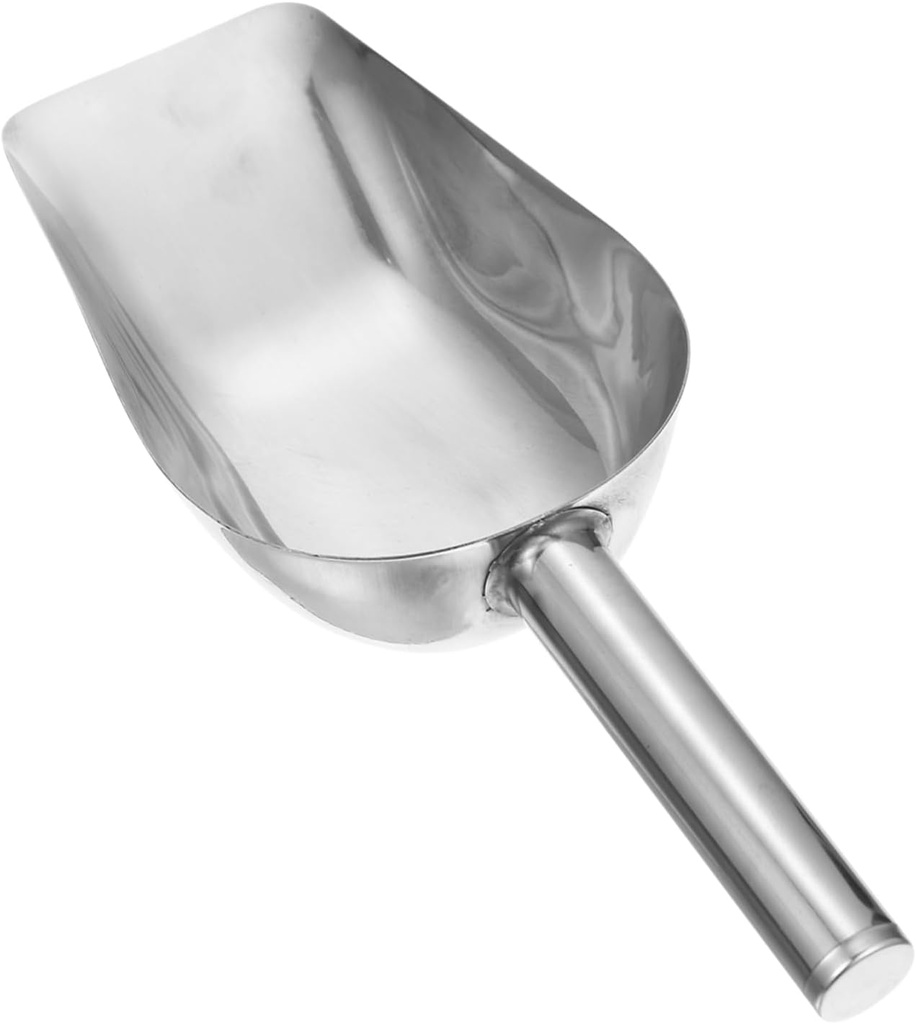 Cabilock Multipurpose Stainless Steel Ice Cube Scoop Kitchen Flour Shovel for Grain Ice and French Fries Heavy Duty Scoop Comfortable Handle for Parties and Cooking