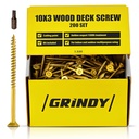 #10 x 3’’ Wood Screws by Grindy (200pack/3.3LBS) – Self-Drilling Deck Screws I Rust Resistant I Quick Drive & Fast Grip I for Cabinet, Furniture & Other Projects I T25 Star Drive I Bit Included