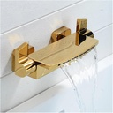 CUHSA Black Bathroom Waterfall Tub Faucet Wall Mount Dual Handle Brass Bathtub Shower Faucet Mixer Tub Tap,Kitchen Sink Faucet