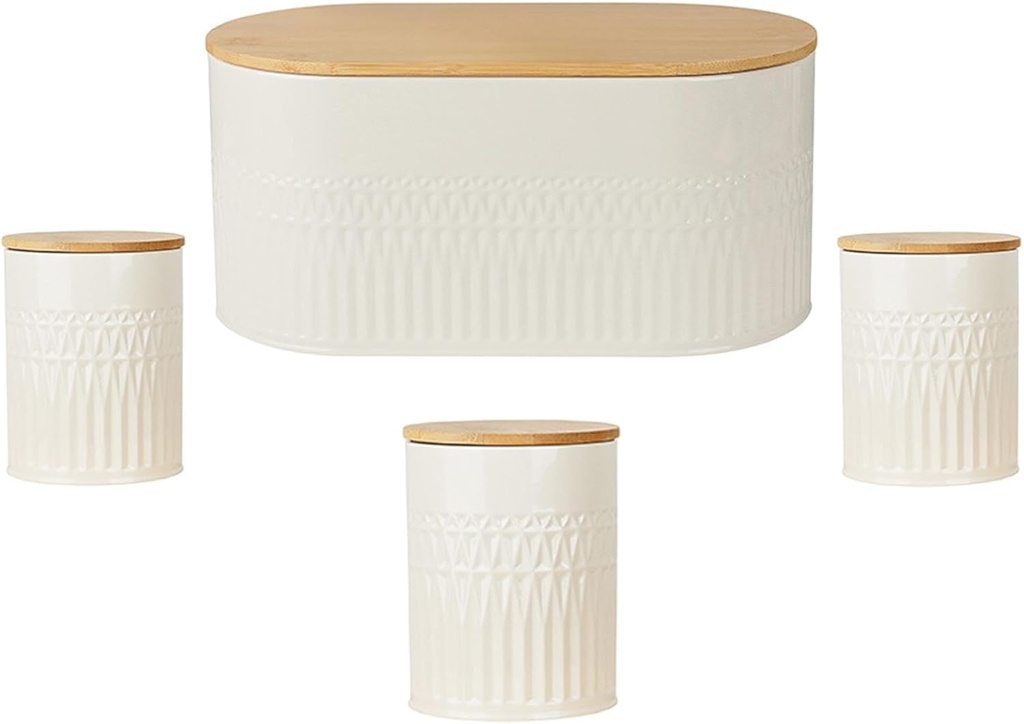 Metal Bread Box with Bamboo Cutting Board Lid Bread Holder Kitchen Canisters for Coffee Shop