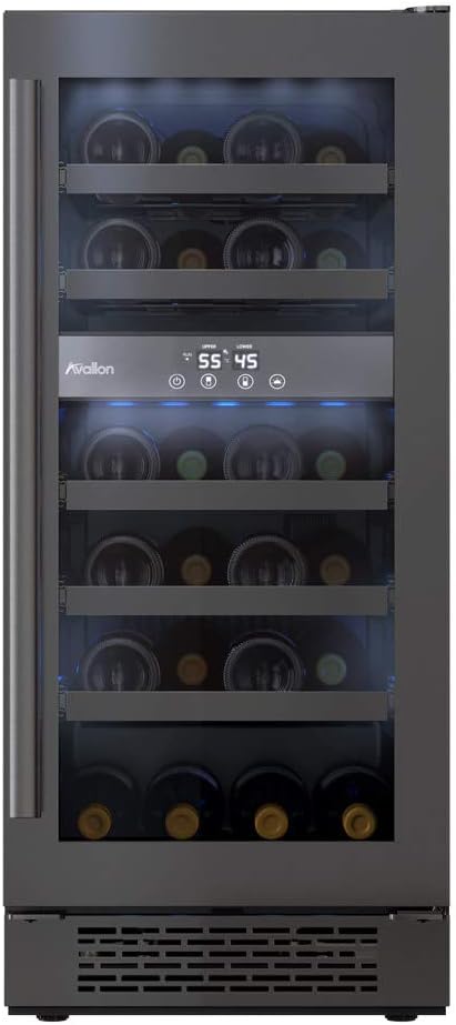 Avallon AWC151DBLSS 15 Inch Wide 23 Bottle Capacity Dual Zone Wine Cooler with Left Swing Door