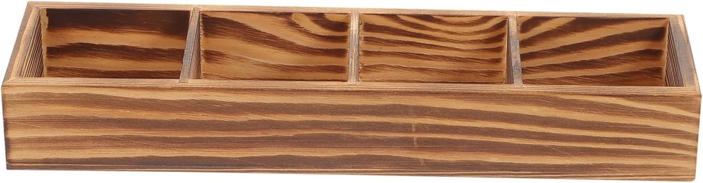 PRETYZOOM 4grid Retro Storage Box Coffee Tea Bags Organizer Elegant Wooden Tea Bag Holder