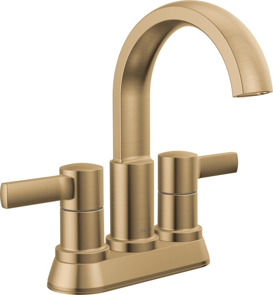 Delta Albion Centerset Brushed Gold Bathroom Faucet, 4 Inch 3 Hole Bathroom Sink Faucet for Vanity, Metal Push-Pop Drain Assembly, Champagne Bronze 25855LF-CZ