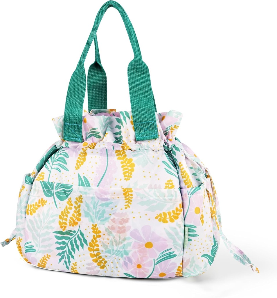 Linkidea Lunch Tote Drawstring Bag, Large Capacity Lunch Bag with Hand Strap, Lunch Box Organizer for Everyday Outings, Insulated Lunch Bag Fits Box and Food Jar Storage