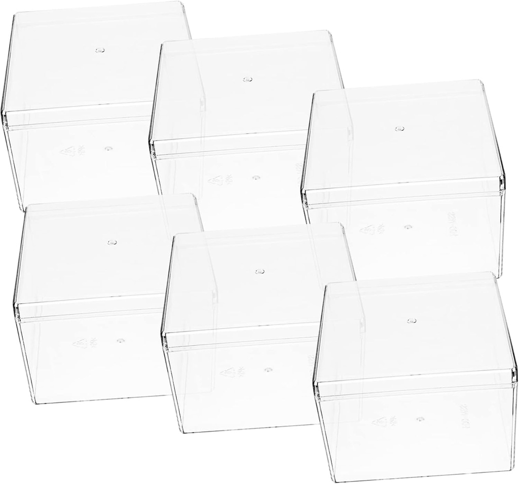 6Pcs Clear Tiramisu Cake Boxes Transparent Square Dessert Holders Bakery Packaging Containers for Cupcakes Mousses and Pastries Sturdy and Odor Storage