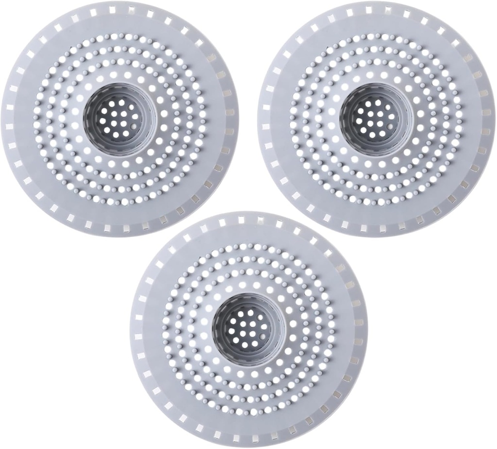 3PCS Shower Hair Drain Catcher Multi Hole Silicone Drain Cover Non Slip Anti Clogging Sink Strainer for Bathroom Bathtub Kitchen