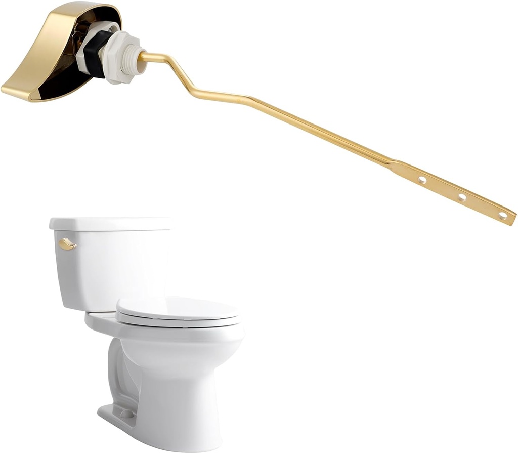 Hibbent Metal Toilet Handle Replacement, Compatible with TOTO THU068#CP Trip Lvr for St743S, Brass Handle Trip Lever, Side Mount Toilet Tank Flush Lever, Shiny Gold