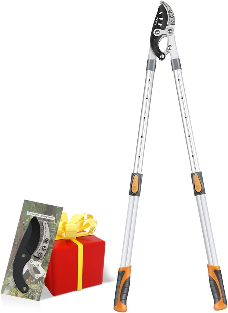 AIRAJ 27-41'' Extendable Anvil Loppers Heavy Duty with Compound Action, Tree Trimmer with 2 Inch Cutting Capacity, Chops Thick Branches Ease,Heavy Duty Tree Pruner with SK5 Spare Blade