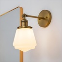1-Light Vintage Wall Sconce Light Fixture with Milk White Glass Shade, Industrial Indoor Dimmable Wall Lamp for Bedroom Living Room Bathroom, Bulb Included