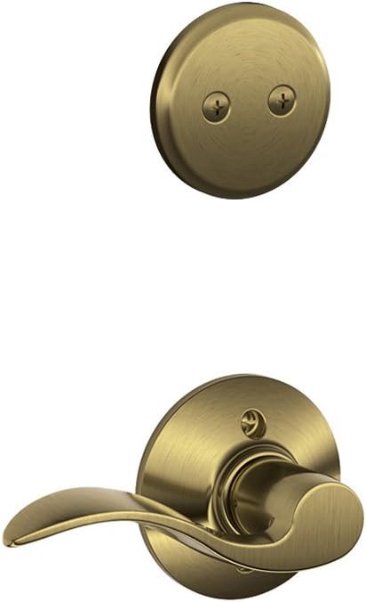 Schlage F94ACC609RH Antique Brass Accent Lever Right Handed Dummy Interior Pack from the F-Series