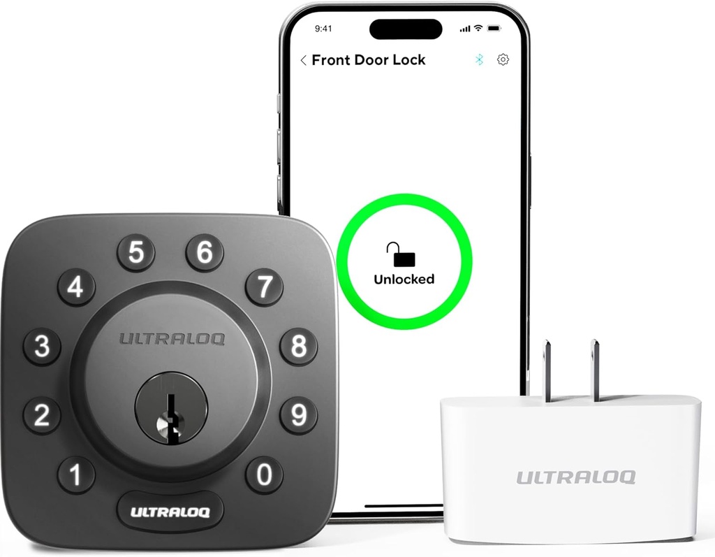 ULTRALOQ U-Bolt Smart Lock with WiFi Bridge, Smart Deadbolt Lock with App Remote Control, Anti-Peep Keypad Deadbolt, Share Access, Auto Unlock