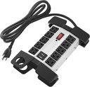 CCCEI Heavy Duty Power Strip with USB Ports, Garage 10 Outlets Surge Protector 2700 Joules, Industrial Workshop Metal 15Amp Multiple Outlets, 6 FT Extension Cord and Wide Spaced Grey.