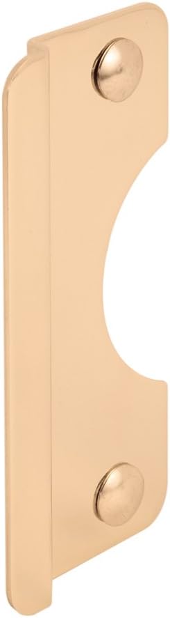 Prime-Line U 9510 Steel Latch Guard Plate Cover for Out-Swinging Doors, 6 Inch Cover with 5/16 Inch Offset, Polished Brass, Set of 1