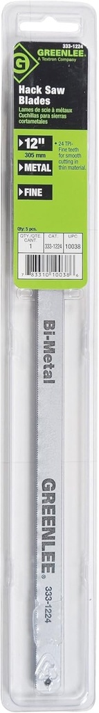 Greenlee 333-1232 Bi-Metal Hacksaw Blade, 12-Inch, 32-TPI, 5-Pack