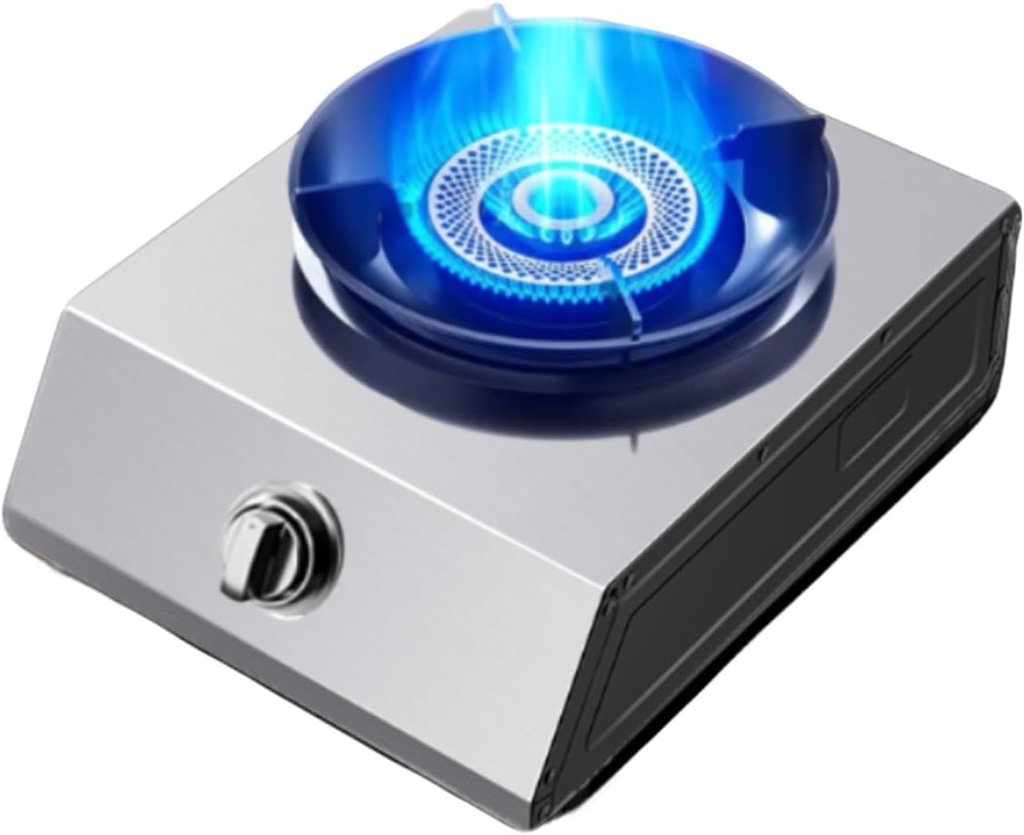 Single-burner Gas Stove,low-pressure Double-ring Nozzle Stainless Steel Stove,desktop 5.2kw with Child Lock,suitable for Family Gatherings and Picnics(NG)