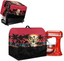 Tropical Skull Sunset Small Appliance Dust Cover Sets Palm Trees Waffles Maker Oven Dust Cover Mixer Protector with Top Handle Stain Resistant
