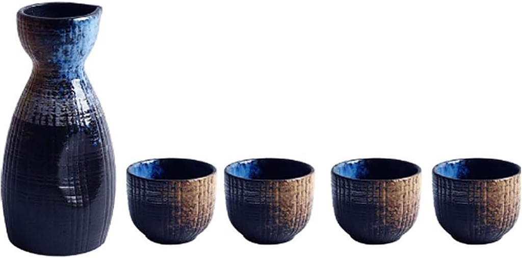Japanese Sake Set Ceramic Sake Cups Traditional Design Porcelain Ceramic Craft Wine Glasses Set
