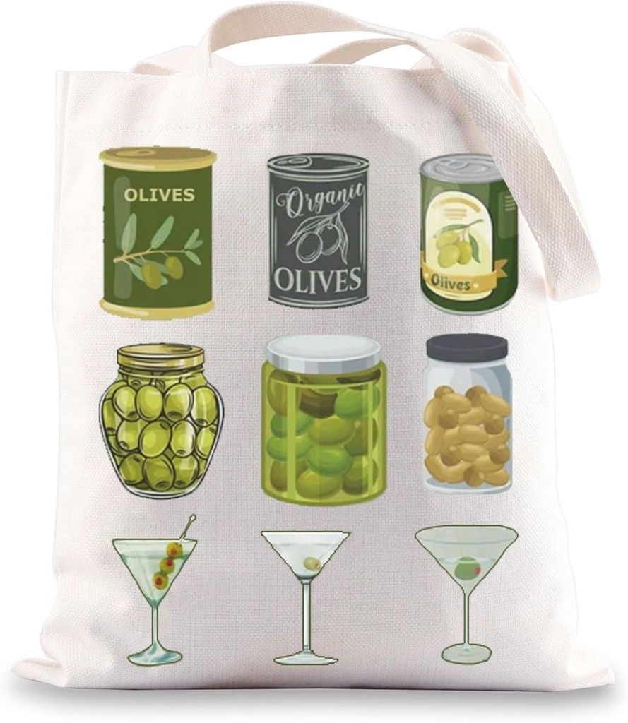 JNIAP Martini Olives Tote Bag Dirty Martini Gifts Martini Olives Gifts Olive Cocktail Gifts Italian Summer Tote Bag