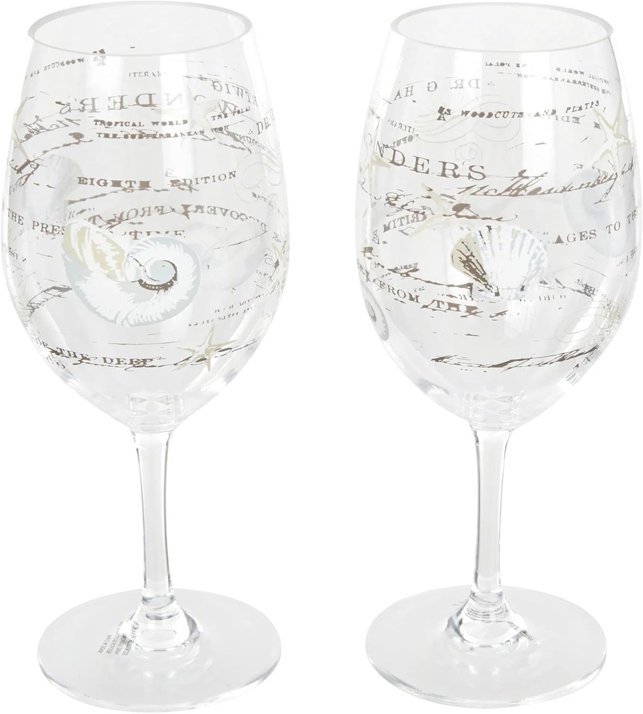 Coastal Home 2 Pk Acrylic Sealife Wine Goblets One Size Clear