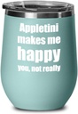 Appletini Cocktail Wine Glass Lover Fan Funny Gift Alcohol Mixed Drink Insulated Tumbler With Lid Teal