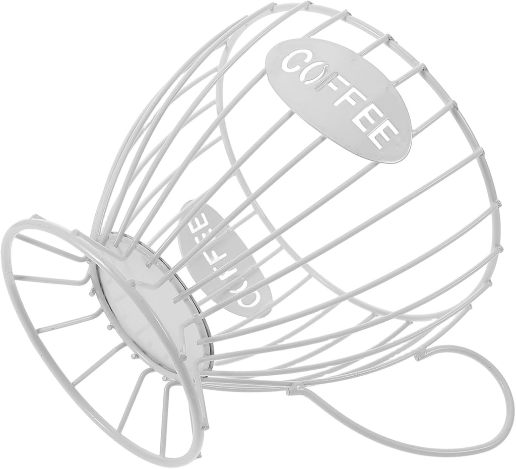 PRETYZOOM Coffee Pod Holder with Elegant Design Sturdy Iron Construction for Countertop Organization Stylish Storage for Espresso Capsules and Snacks White Cup