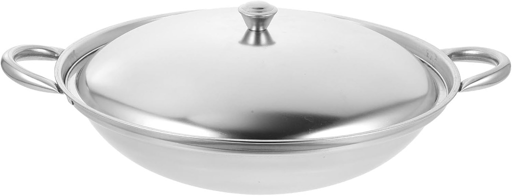 PRETYZOOM Stainless Steel Pan with Lid Cooking Pot Nonstick Everyday Pan with Dual Handle Stir Fry Chefs Saute Pan Shabu Shabu Pot Multipurpose Stewpot Skillet 9 Inches