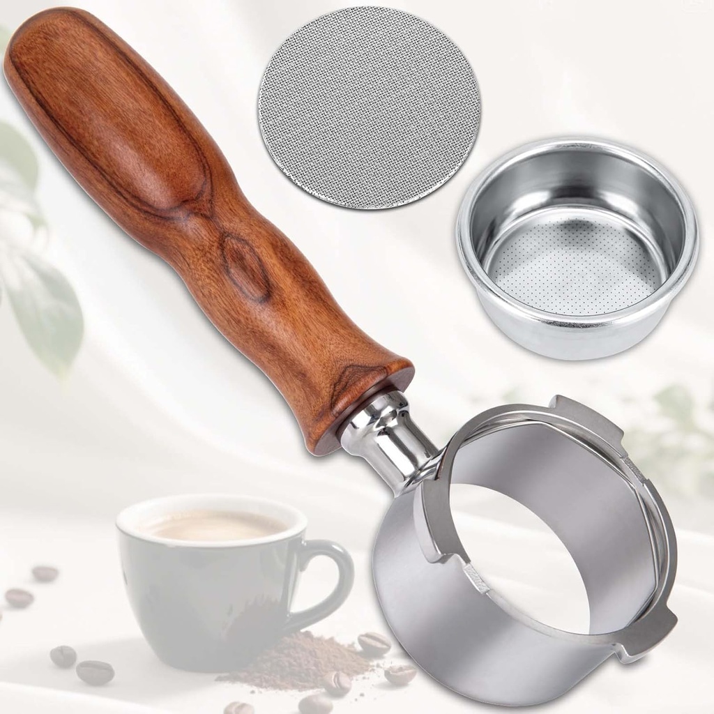 51mm Bottomless Portafilter, 3 Ears Portafilter Compatible with De-longhi Dedica EC680, EC685 EC885 SMEG ECF01 Coffee Machine, Stainless Steel Es-presso Porta filter, Puck Screen & Filter Basket