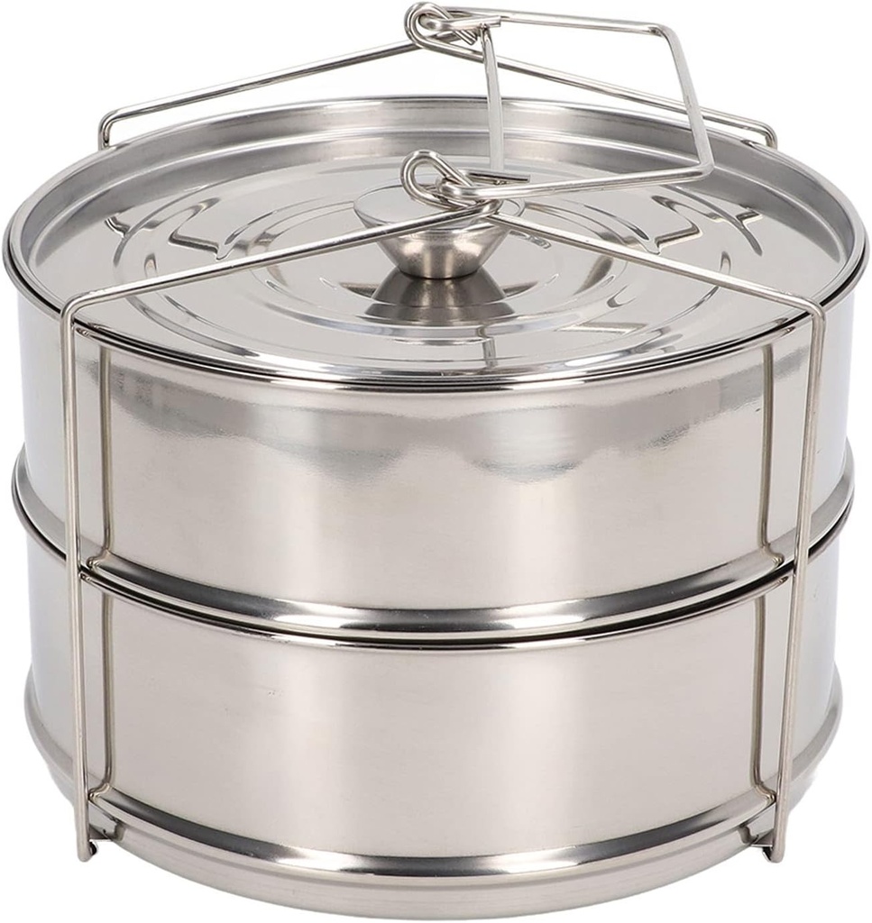 Stackable Steamer Insert Pans, 304 Stainless Steel Steam Pot 2 Tier Stackable Steaming Pot Cookware with Lid for Baking,Lasagna,food steamer,Reheat Multiple Dishes