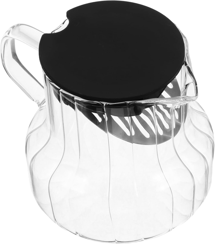 Hand Brewed Coffee Glass Pot Lid Server Pot Tea Kettle Pitcher Steeper Decanter Elegant Vertical Stripes Design Home Brewing Serving Accessories