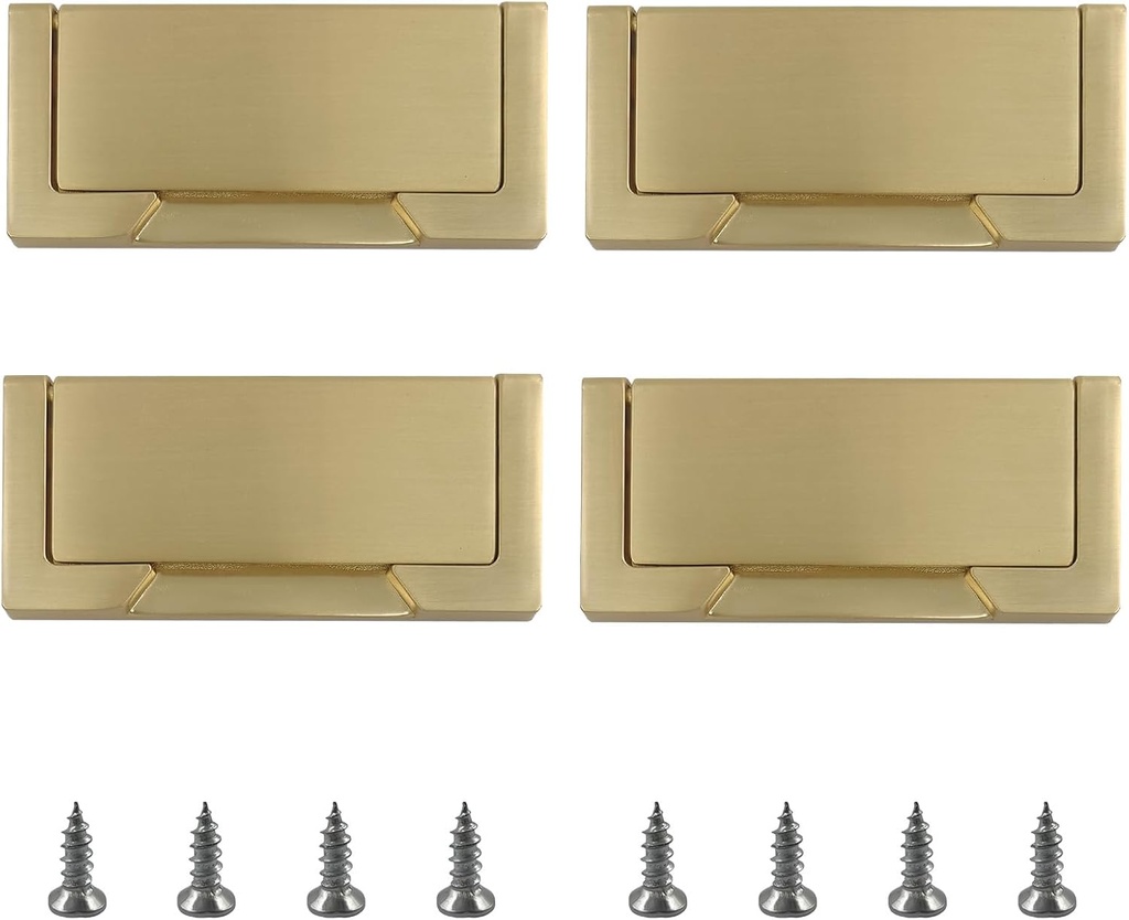 4 Pack Vintage Recessed Door Handle, Zinc Alloy, Hidden Cabinet Handles, Hidden Furniture Handle for Cabinets, Drawers, Closets