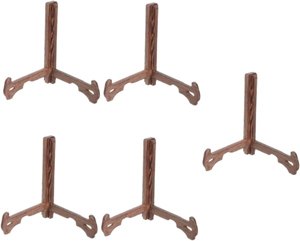 PRETYZOOM 5pcs Dish Display Stand Tea Cake Rack Rustic Decorative Plates Holder for Home Kitchen Organization