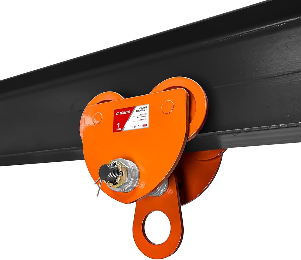 2200LBS Beam Trolley, 1 Ton Capacity 4 Wheels Push Manual Trolley, I Beam Trolley Heavy Duty, Dual Track Rollers for I Beams & Chain Hoists Lifting