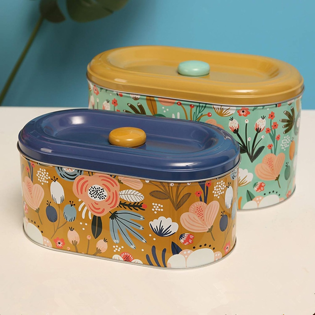 TUSIMI Tin Cookie Snack Jars Biscuit Storage Tin Canister Cookie Jar Home Kitchen Food Gifts Storage Containers with Lid for Biscuit Cookie ChocolatesToddler Food Baby Snacks | Food-Safe