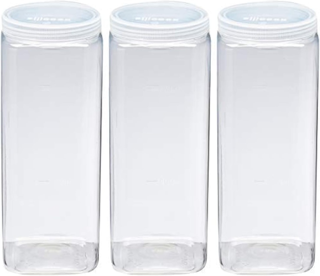 Silicook Clear Plastic Jar, Set of 3-40oz, Square Shaped, Transparent, Food Storage Container, Kitchen & Household Organization for Dry goods, Spices, Vegetables, Ingredients and More