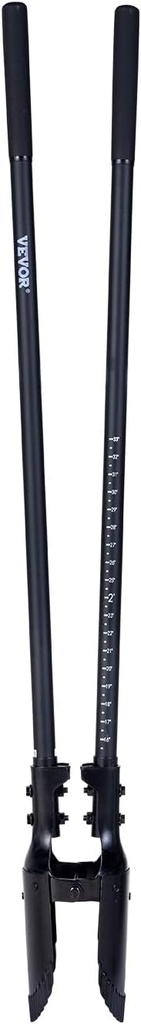 VEVOR Post Hole Digger, Heavy Duty Post Hole Digger with Fiberglass Handle, Manual Hole Digger with Scale Markings and Metal Blade, Post Hole Digger Tool for Digging Gardening and Outdoors, 57.5-Inch