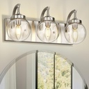 Beionxii Brushed Nickel Bathroom Light Fixtures, 3-Light Bathroom Vanity Light Over Mirror, Modern Vanity Lighting Fixtures with Clear Glass Shade for LivingRoom Hallway, BX-VL03BN-3CG
