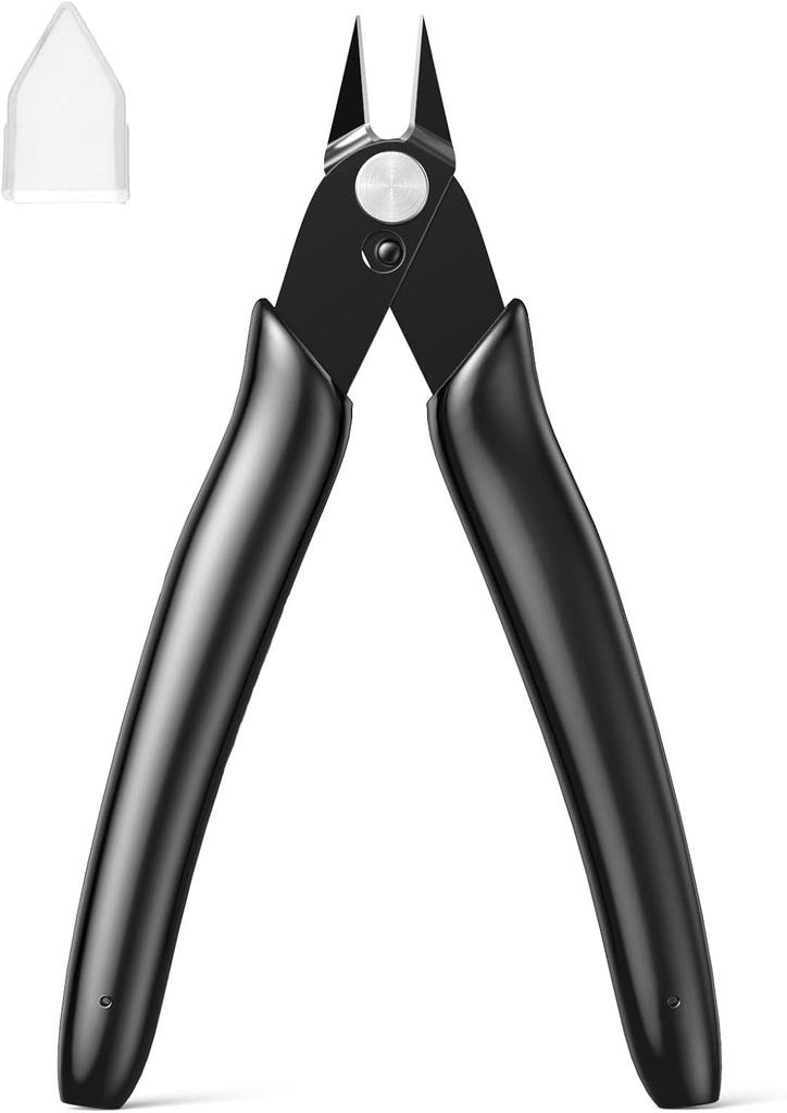 BOENFU BF-170 Precision Wire Cutter Jewelry Zip Tie Cutters Flush Cutters Nippers Small Side Cutting Pliers for 3d Print, Plastic Models, Jewelry, Electronics, Black, 1 Pack