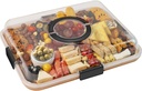 Charcuterie Board with Clear Lid, Travel Portable Cheese Board Charcuterie Boxes Cutting Boards for Kitchen, House Warming Gifts New Home, Gifts for Women (6 Compartments Black)