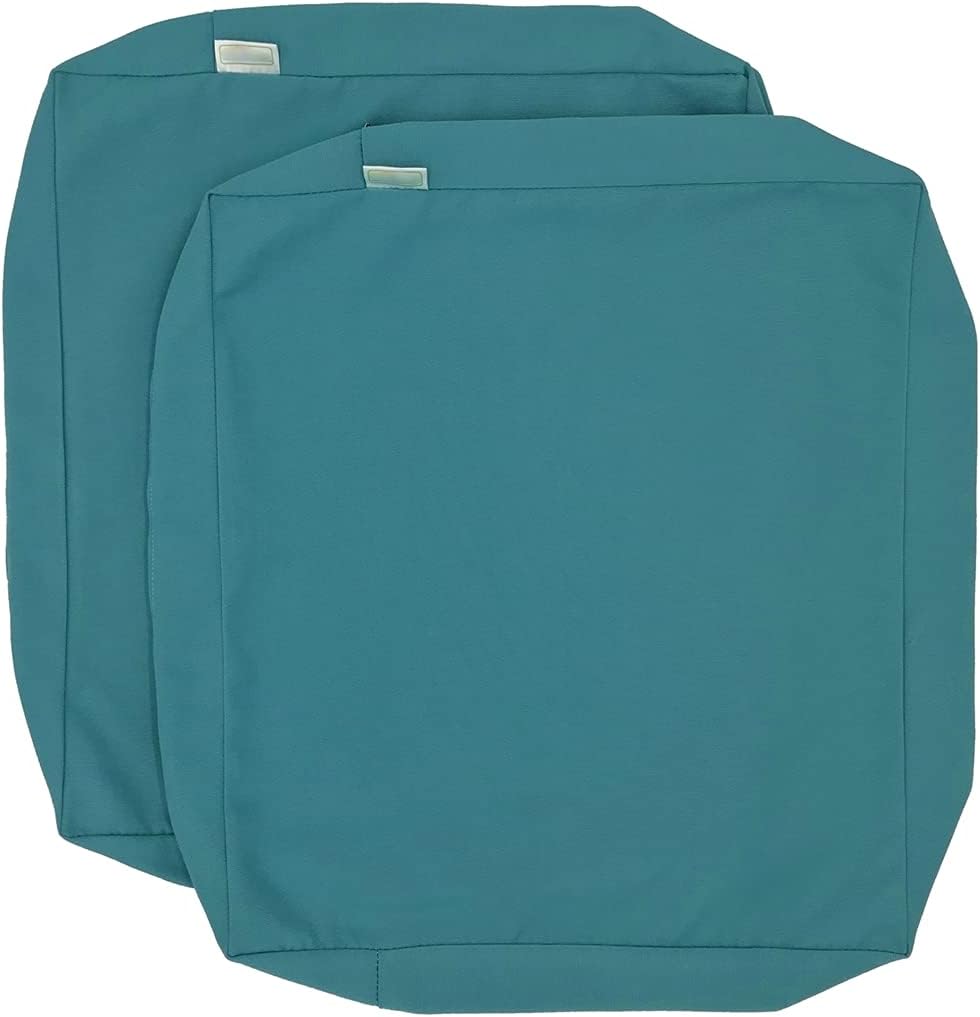 CozyLounge Indoor Outdoor Water Repellent High UV Resistant Patio Chair Cushion Cover (Serenity Teal, 24"x24"x4" (2 Covers))