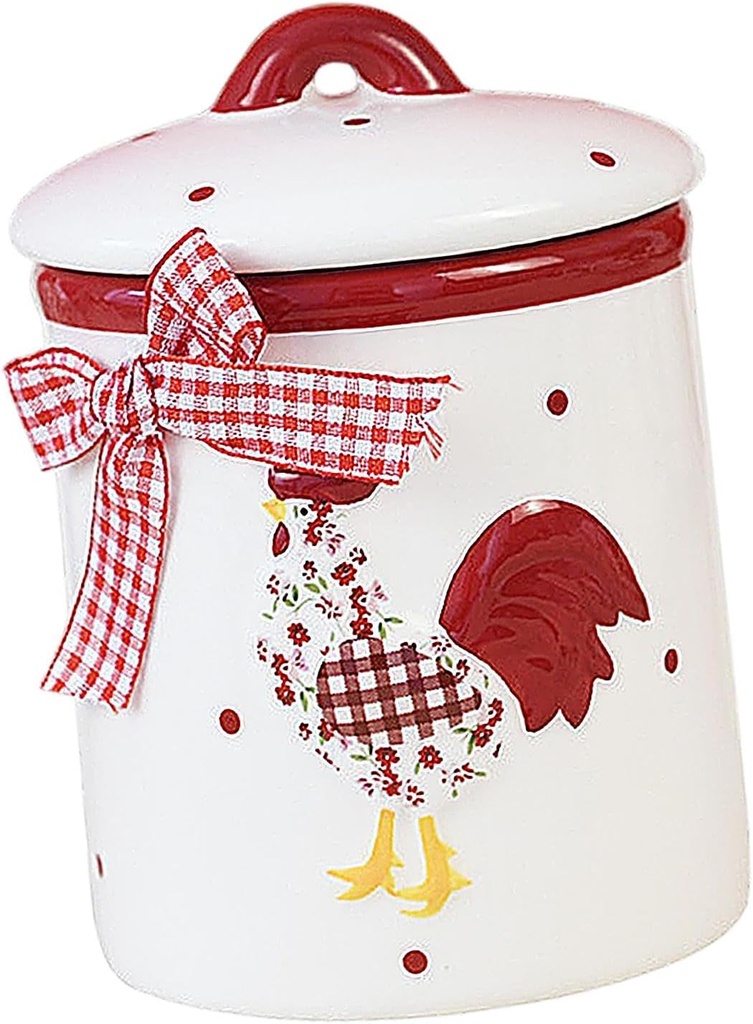 Cookie Jar Canister Airtight Lid Household Dampproof Tea, Coffee Beans Organizer Rustic Porcelain Farmhouse Storage Container