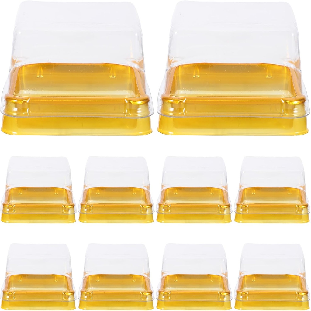 Kichvoe 150pcs Mooncake Boxes: Square Dessert Containers Gold Bottom with Transparent Lids - Cupcake Boxes for Mini Cakes Muffins Cookies Pastries